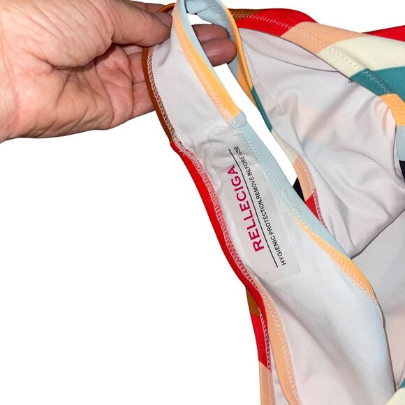 Relleciga Womens Swimsuit Size Small Multicolor One Piece Striped New - Picture 4 of 10